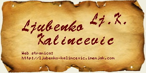 Ljubenko Kalinčević vizit kartica